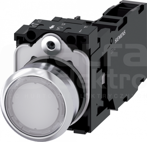 SIRIUS ACT 22mm 1NO+1NC z samop.biały Przycisk płaski podśw+bl.LED metal