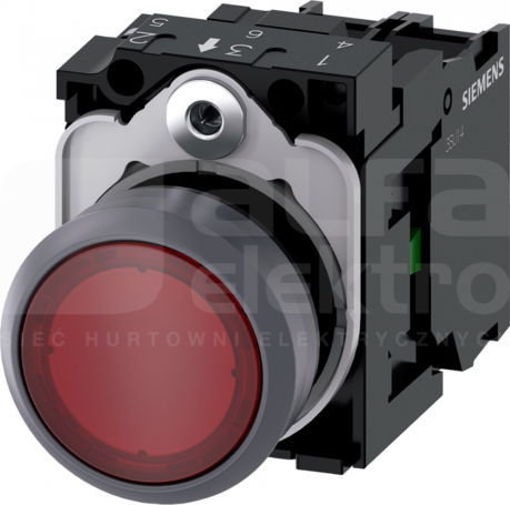 SIRIUS ACT 22mm 1NO z samop.czerwony Przycisk płaski podśw+bl.LED tworz/metal