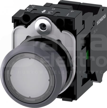 SIRIUS ACT 22mm 1NO z samop.przezr. Przycisk płaski podśw+bl.LED tworz/metal