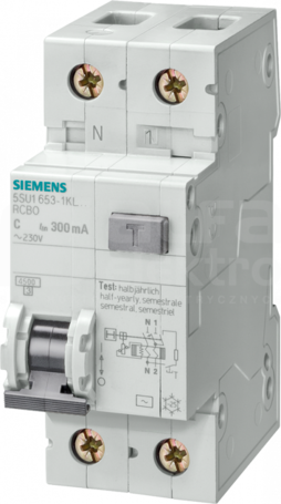 5SU13531KL06 C6A 30mA AC Wyłącznik różnicowo-nadprądowy 1+N