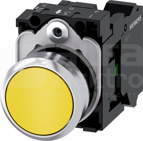 SIRIUS ACT 22mm 1NO z samop.żółty Przycisk płaski metal