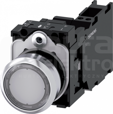 SIRIUS ACT 22mm 1NO+1NC z samop.przezr. Przycisk płaski podśw+bl.LED metal