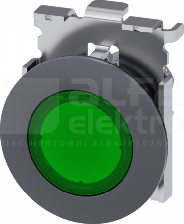 SIRIUS ACT 30mm z samop.zielony Przycisk płaski podśw.metal