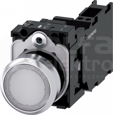 SIRIUS ACT 22mm 1NO+1NC z samop.biały Przycisk płaski podśw+bl.LED metal