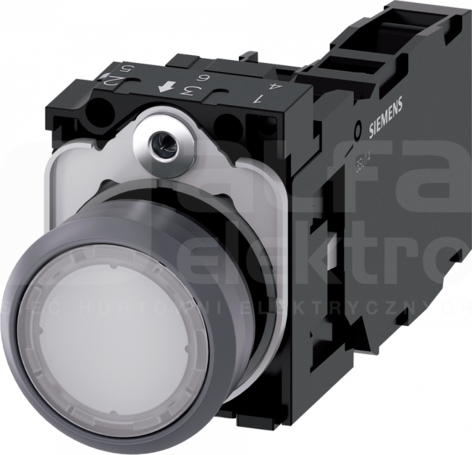 SIRIUS ACT 22mm 1NO+1NC z samop.biały Przycisk płaski podśw+bl.LED tworz/metal