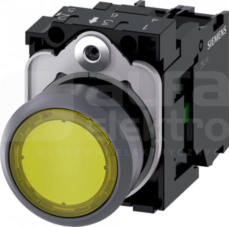 SIRIUS ACT 22mm 1NO z samop.żółty Przycisk płaski podśw+bl.LED tworz/metal