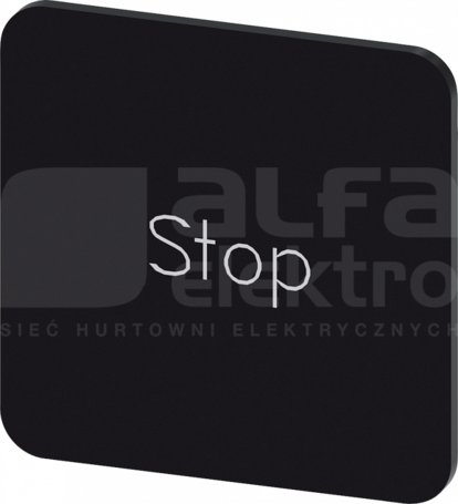 SIRIUS ACT 22x22mm czarny STOP Etykieta samoprzylepna