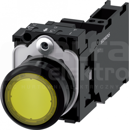 SIRIUS ACT 22mm 1NO+1NC z samop.żółty Przycisk płaski podśw+bl.LED tworzywo