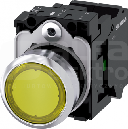 SIRIUS ACT 22mm 1NO z samop.żółty Przycisk płaski podśw+bl.LED metal