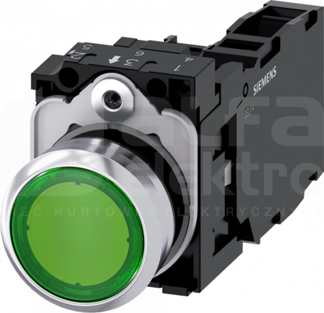 SIRIUS ACT 22mm 1NO+1NC z samop.zielony Przycisk płaski podśw+bl.LED metal