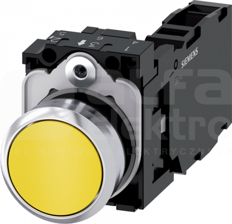 SIRIUS ACT 22mm 1NO+1NC z samop.żółty Przycisk płaski metal