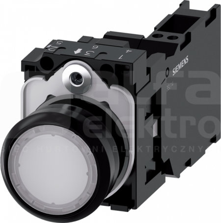 SIRIUS ACT 22mm 1NO+1NC z samop.biały Przycisk płaski podśw+bl.LED tworzywo