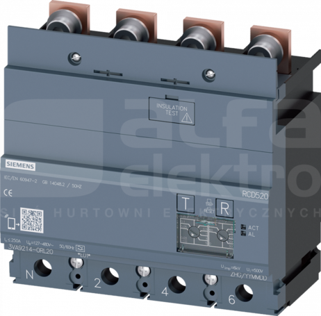 RCD520 Basic RCD typ A 0,03-5A 0-1000ms 4P 250A Moduł różnicowoprądowy