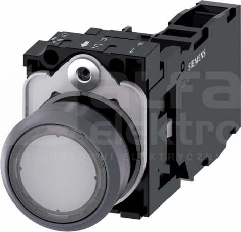 SIRIUS ACT 22mm 1NO+1NC z samop.przezr. Przycisk płaski podśw+bl.LED tworz/metal