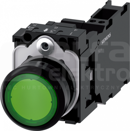 SIRIUS ACT 22mm 1NO+1NC z samop.zielony Przycisk płaski podśw+bl.LED tworzywo