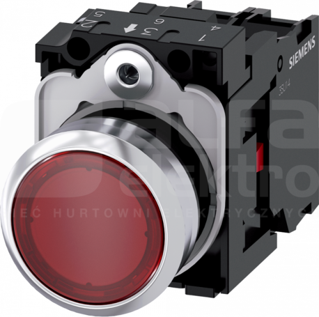 SIRIUS ACT 22mm 1NC z samop.czerwony Przycisk płaski podśw+bl.LED metal