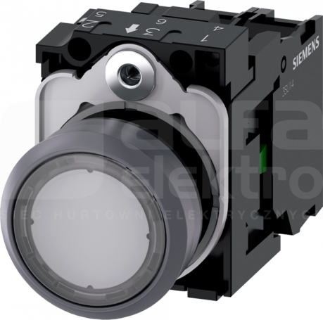 SIRIUS ACT 22mm 1NO z samop.przezr. Przycisk płaski podśw+bl.LED tworz/metal