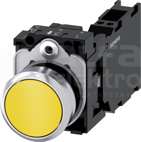 SIRIUS ACT 22mm 1NO+1NC z samop.żółty Przycisk płaski metal