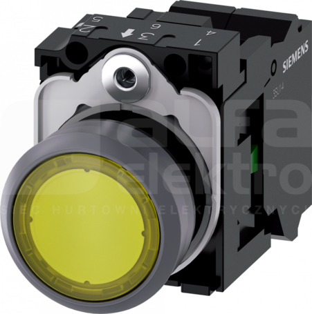 SIRIUS ACT 22mm 1NO z samop.żółty Przycisk płaski podśw+bl.LED tworz/metal