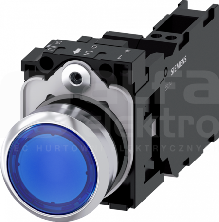 SIRIUS ACT 22mm 1NO+1NC z samop.nieb. Przycisk płaski podśw+bl.LED metal
