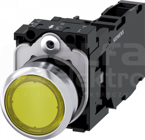 SIRIUS ACT 22mm 1NO+1NC z samop.żółty Przycisk płaski podśw+bl.LED metal