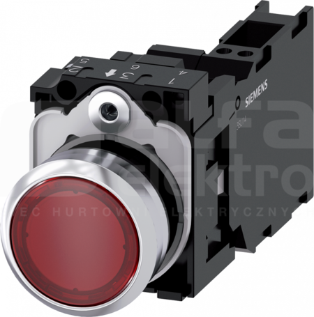 SIRIUS ACT 22mm 1NO+1NC z samop.czerwony Przycisk płaski podśw+bl.LED metal