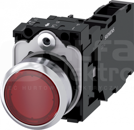 SIRIUS ACT 22mm 1NO+1NC z samop.czerwony Przycisk płaski podśw+bl.LED metal