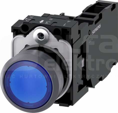 SIRIUS ACT 22mm 1NO+1NC z samop.nieb. Przycisk płaski podśw+bl.LED tworz/metal