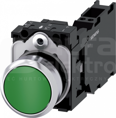 SIRIUS ACT 22mm 1NO+1NC z samop.zielony Przycisk płaski metal