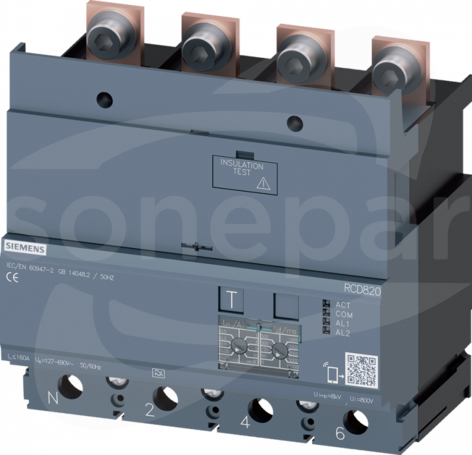 RCD820 4P 160A 0,03..30A Zabezpieczenie różnicowoprądowe