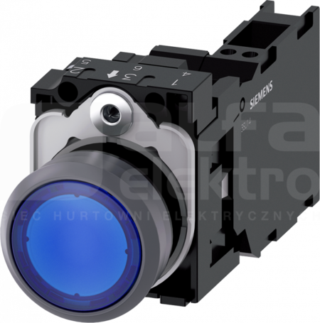 SIRIUS ACT 22mm 1NO+1NC z samop.nieb. Przycisk płaski podśw+bl.LED tworz/metal