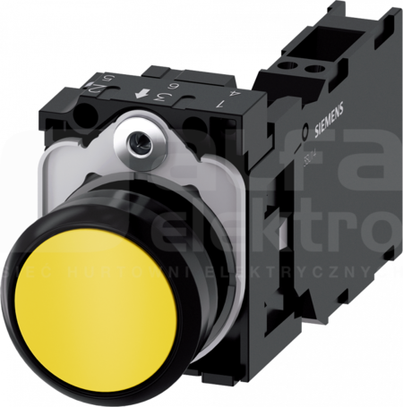 SIRIUS ACT 22mm 1NO+1NC z samop.żółty Przycisk płaski tworzywo