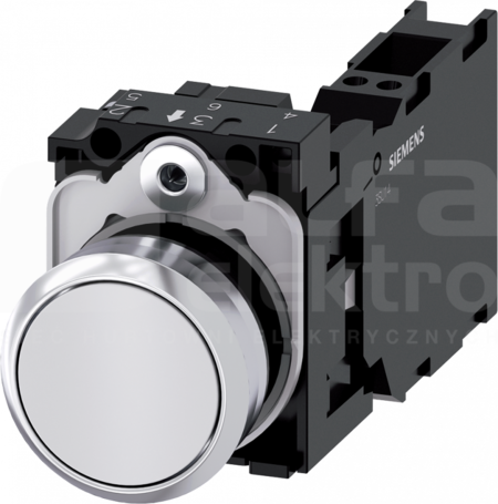 SIRIUS ACT 22mm 1NO+1NC z samop.biały Przycisk płaski metal