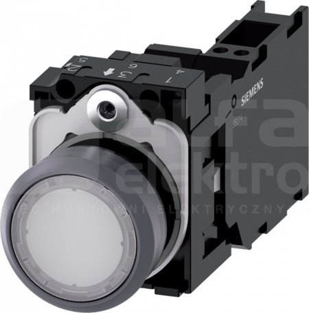 SIRIUS ACT 22mm 1NO+1NC z samop.biały Przycisk płaski podśw+bl.LED tworz/metal