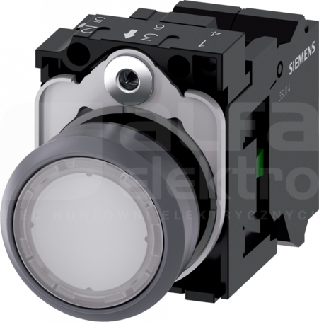 SIRIUS ACT 22mm 1NO z samop.biały Przycisk płaski podśw+bl.LED tworz/metal