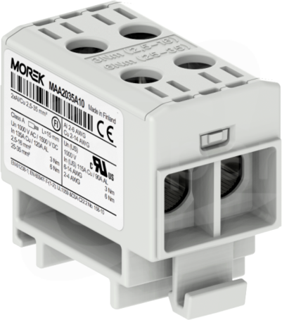 OTL35-2 2xAl/Cu 2,5-35mm2 1000V szary Zacisk uniwersalny 2 tory zwarte