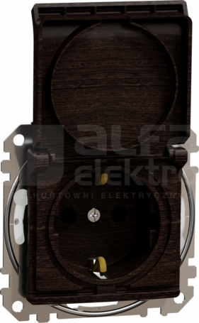 SEDNA ELEMENTS SCHUKO IP44 wenge Gniazdo sieciowe z przesłonami
