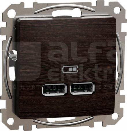 SEDNA ELEMENTS USB A+A 2,1A wenge Gniazdo ładowania