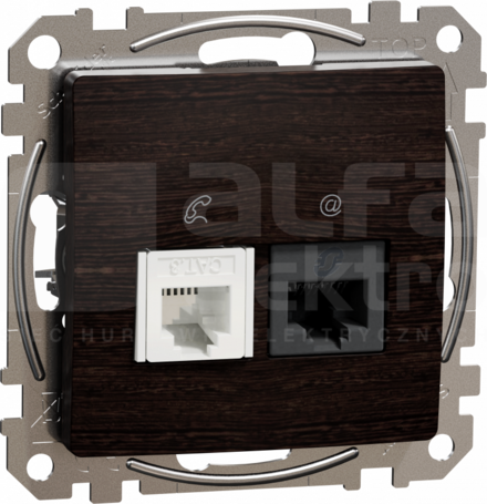 SEDNA ELEMENTS RJ45 kat.6 UTP+RJ11 wenge Gniazdo komputerowo-telefoniczne