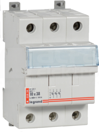 RB338 3P 10x38 500V Podstawa do wkładek cylindrycznych