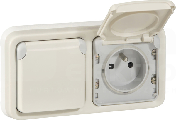 PLEXO55 2x2P+Z IP55 biały Mechanizm gniazda poziomy
