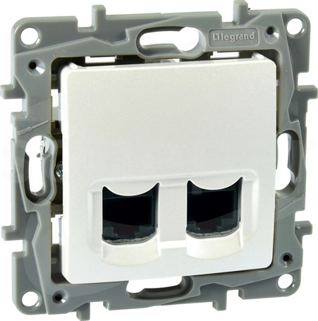 NILOE SELECTION 2x RJ45 kat. 6 perła Gniazdo komputerowe