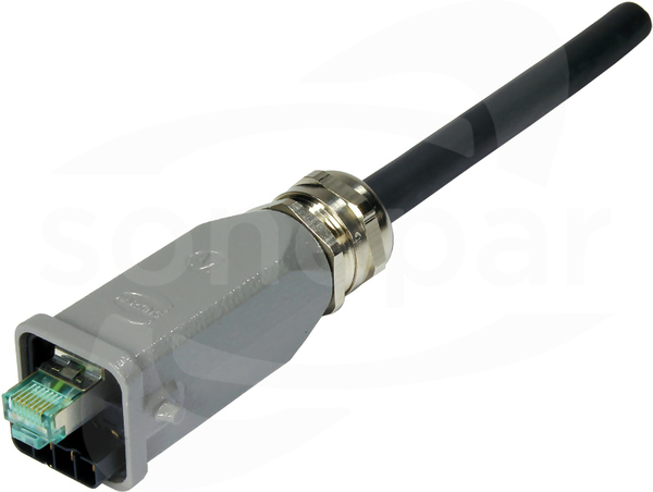 Han3A RJ45 Hybrid GL Cat6A plug 8+4p met Złącze