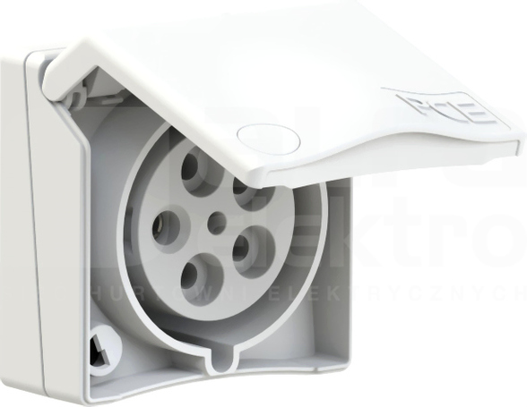 DESIGN 32A 5P 230V IP44 biały Gniazdo tablicowe nikiel