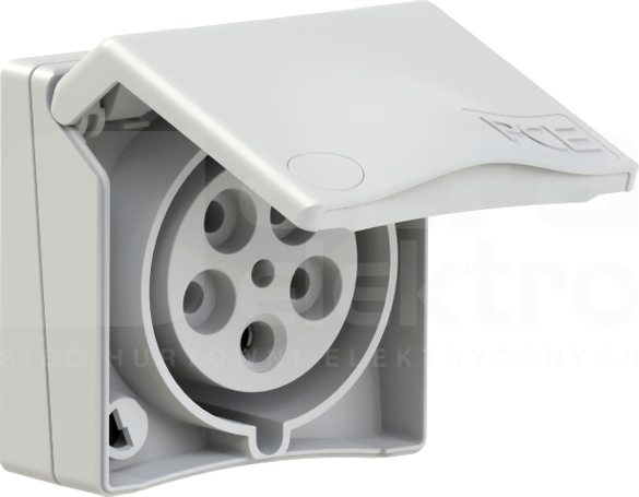 DESIGN 32A 5P 400V IP44 szary Gniazdo tablicowe zabudowane nikiel