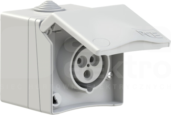 DESIGN 16A 2P+Z 230V IP44 Gniazdo natynkowe przelotowe nikiel