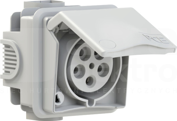 DESIGN 32A 5P 400V IP44 biały Gniazdo podtynkowe