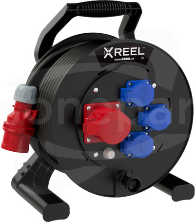 XREEL 16A/5P 3GS H07RN-F %G2,5 IP54 czarny Przedłużacz zwijany z tworzywa