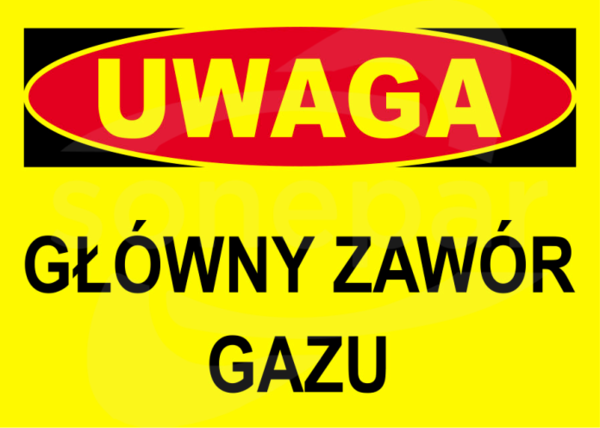 BTO-18 250x350 "UWAGA! GŁÓWNY ZAWÓR GAZU" Tablica budowlana ostrzegawcza