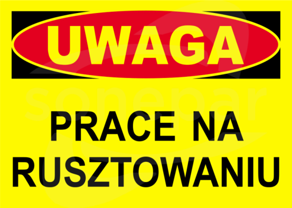BTO-31 250x350 "UWAGA! PRACE NA RUSZTOWANIU" Tablica budowlana ostrzegawcza